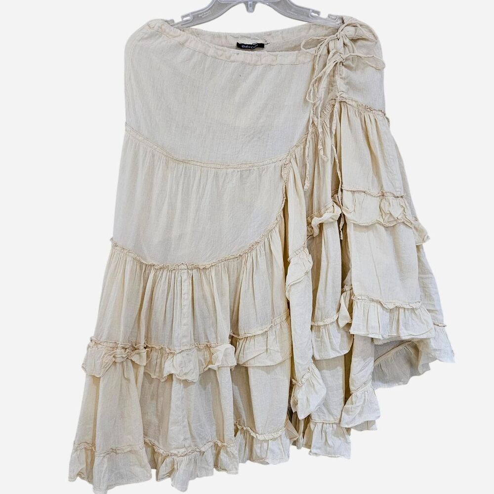 boho cottagecore beige ruffle adjustable skirt - Picture 1 of 4